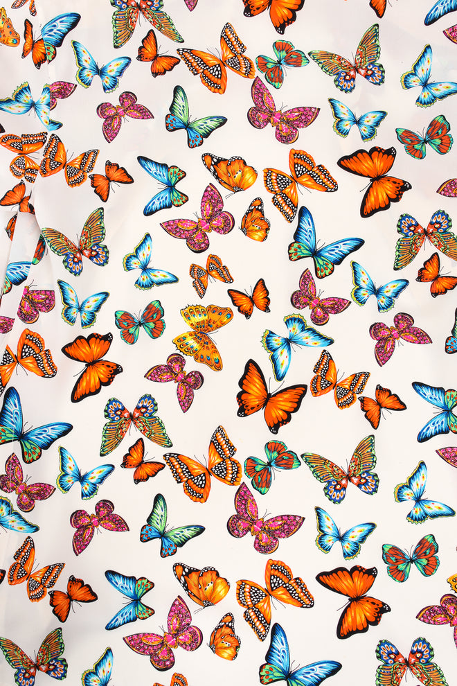 Vintage Escada Rainbow Butterfly Silk Tunic Blouse fabric at Recess Los Angeles