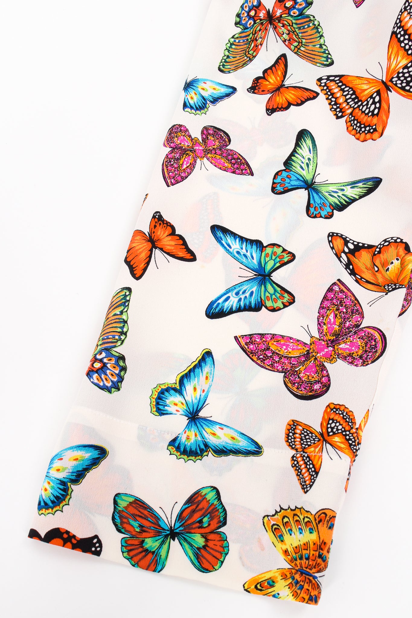 Vintage Escada Rainbow Butterfly Silk Tunic Blouse sleeve at Recess Los Angeles