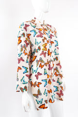 Vintage Escada Rainbow Butterfly Silk Tunic Blouse on Mannequin angle at Recess Los Angeles