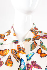 Vintage Escada Rainbow Butterfly Silk Tunic Blouse on Mannequin collar at Recess Los Angeles