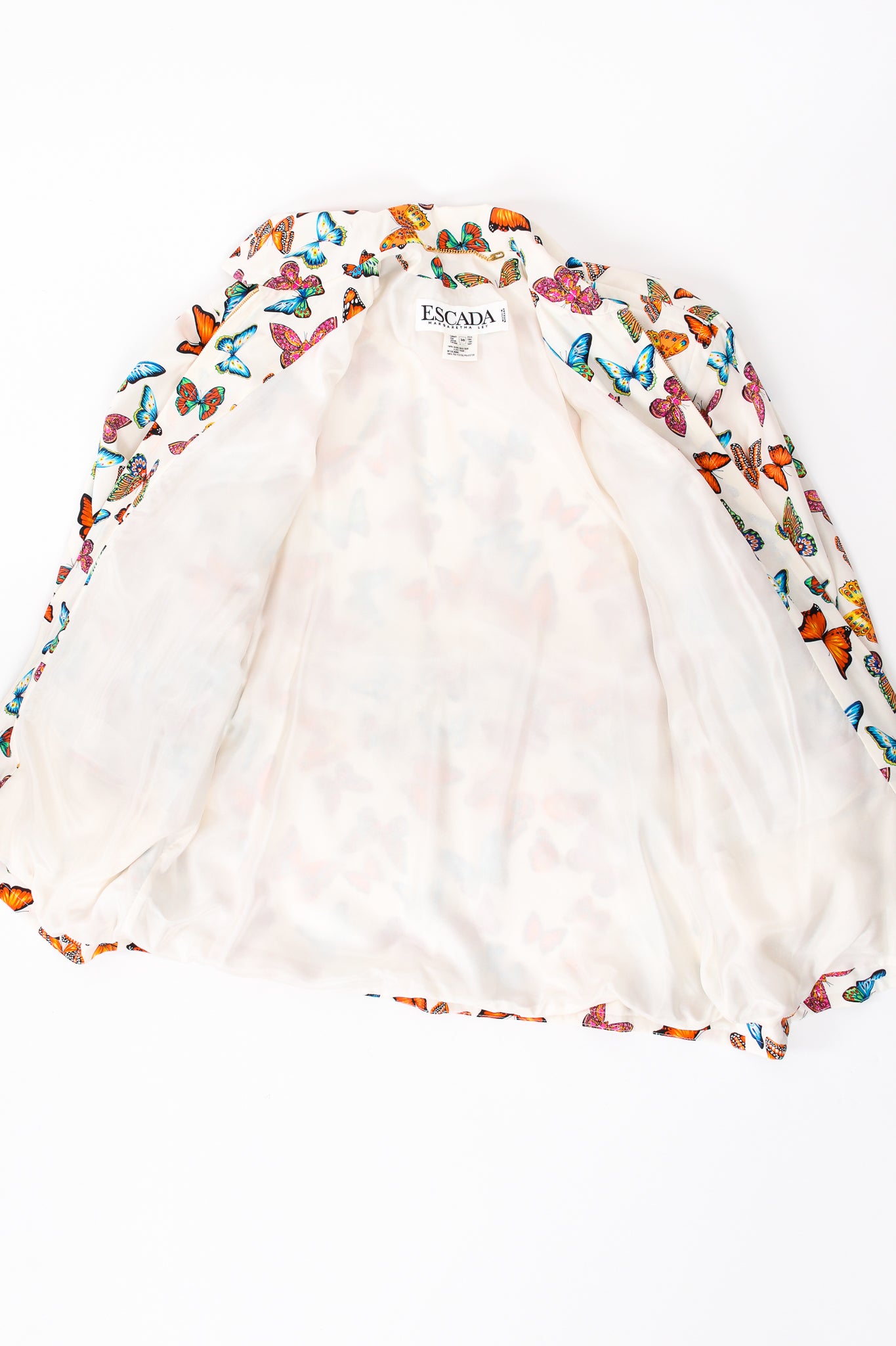 Vintage Escada Silk Butterfly Windbreaker Jacket flat lining at Recess Los Angeles