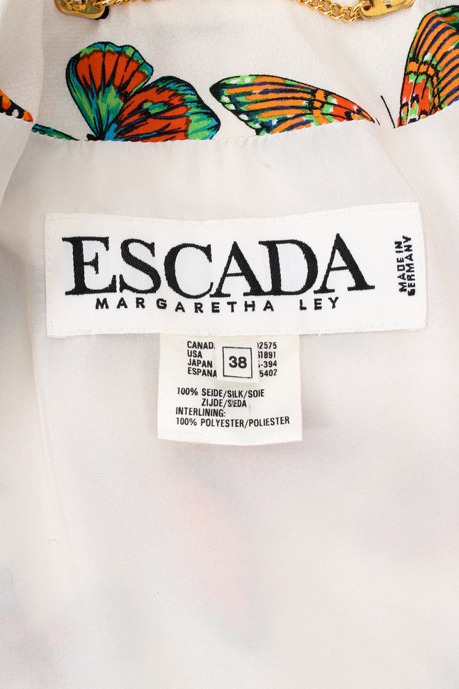 Vintage Escada Silk Butterfly Windbreaker Jacket label at Recess Los Angeles