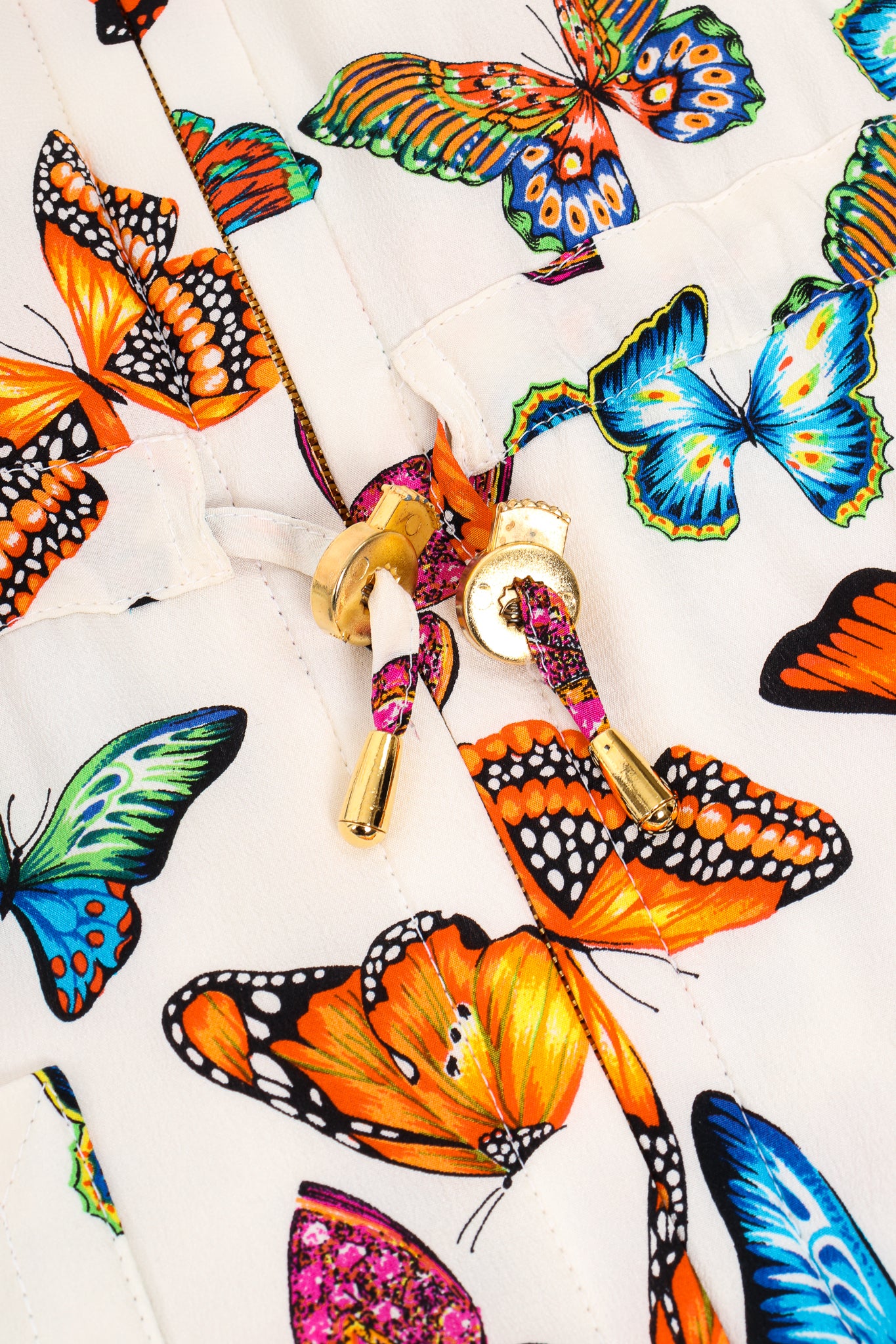 Vintage Escada Silk Butterfly Windbreaker Jacket waist drawstring at Recess Los Angeles