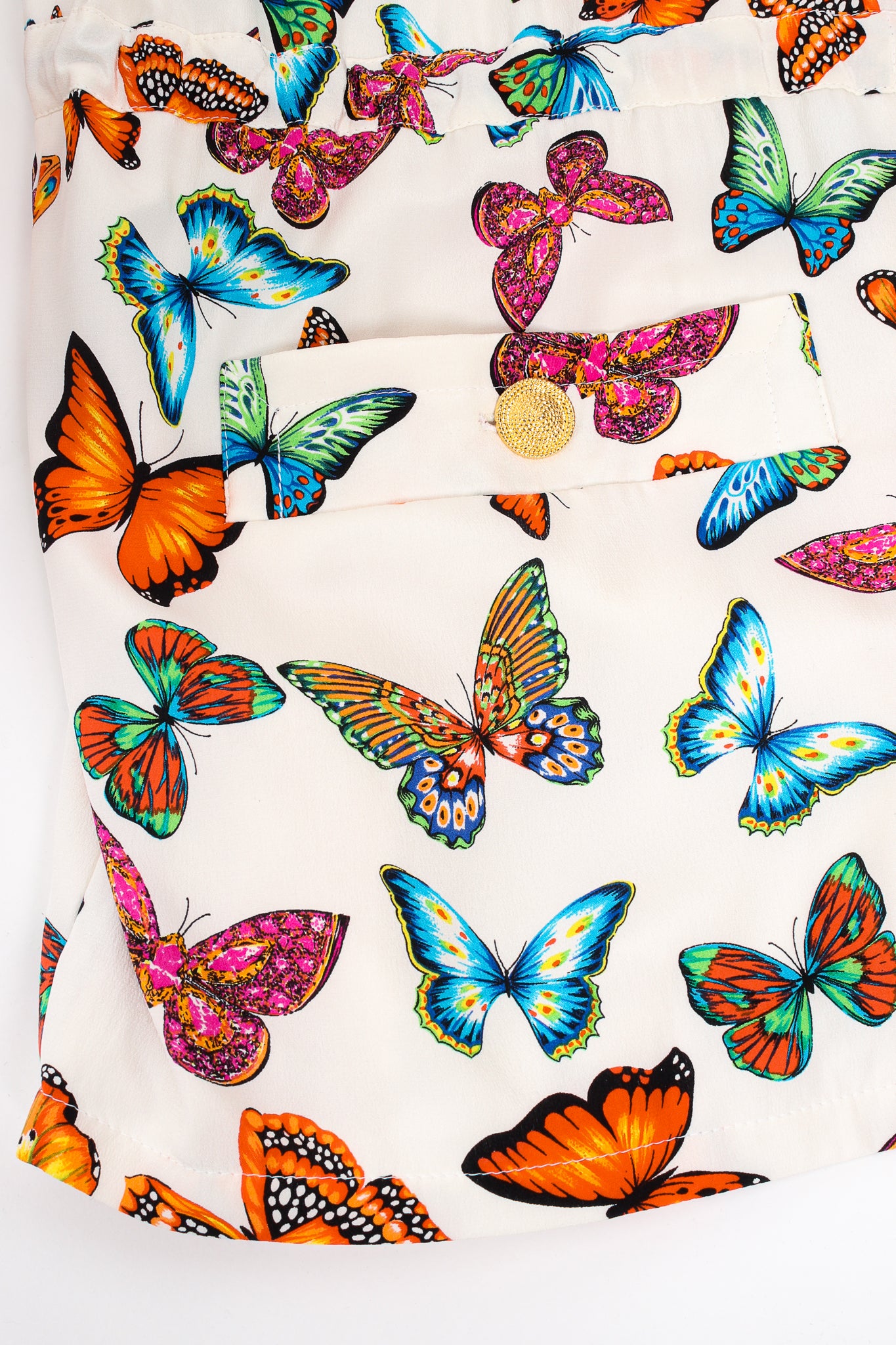 Vintage Escada Silk Butterfly Windbreaker Jacket pocket at Recess Los Angeles
