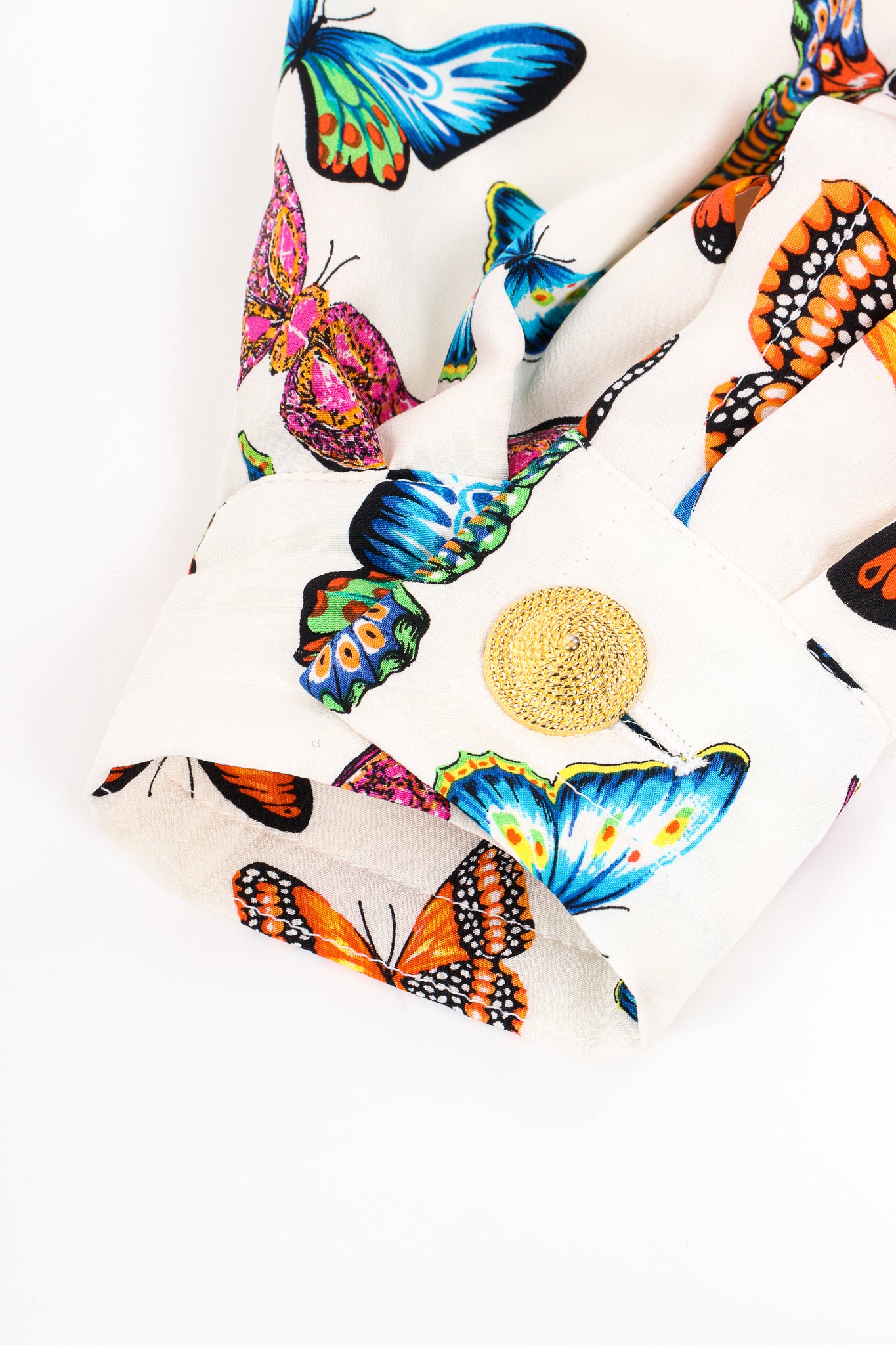 Vintage Escada Silk Butterfly Windbreaker Jacket sleeve cuff at Recess Los Angeles