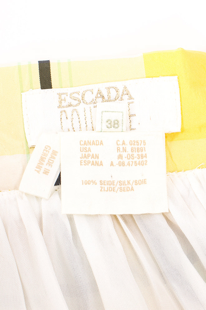Vintage Escada Plaid Taffeta Ball Skirt label at Recess Los Angeles