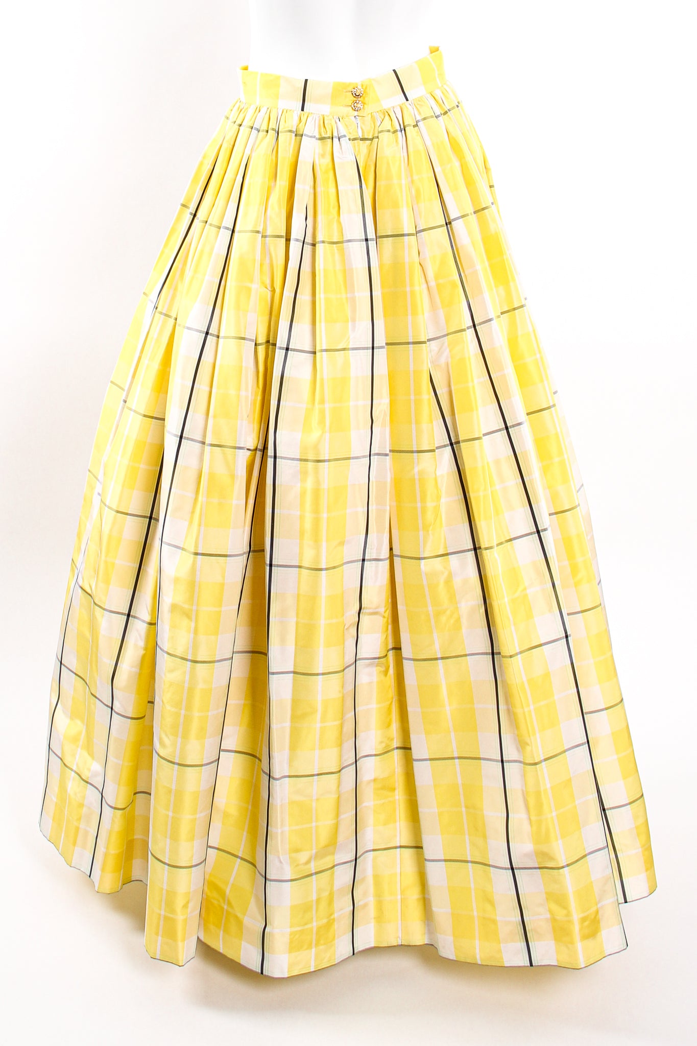 Vintage Escada Plaid Taffeta Ball Skirt on Mannequin back at Recess Los Angeles