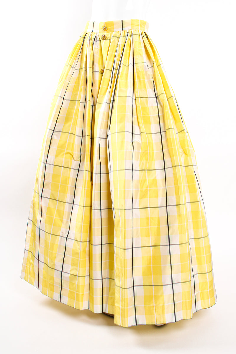 Vintage Escada Plaid Taffeta Ball Skirt on Mannequin front angle at Recess Los Angeles