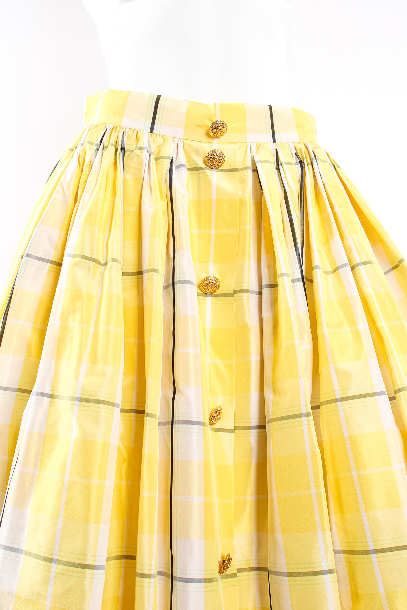 Vintage Escada Plaid Taffeta Ball Skirt on Mannequin waist at Recess Los Angeles