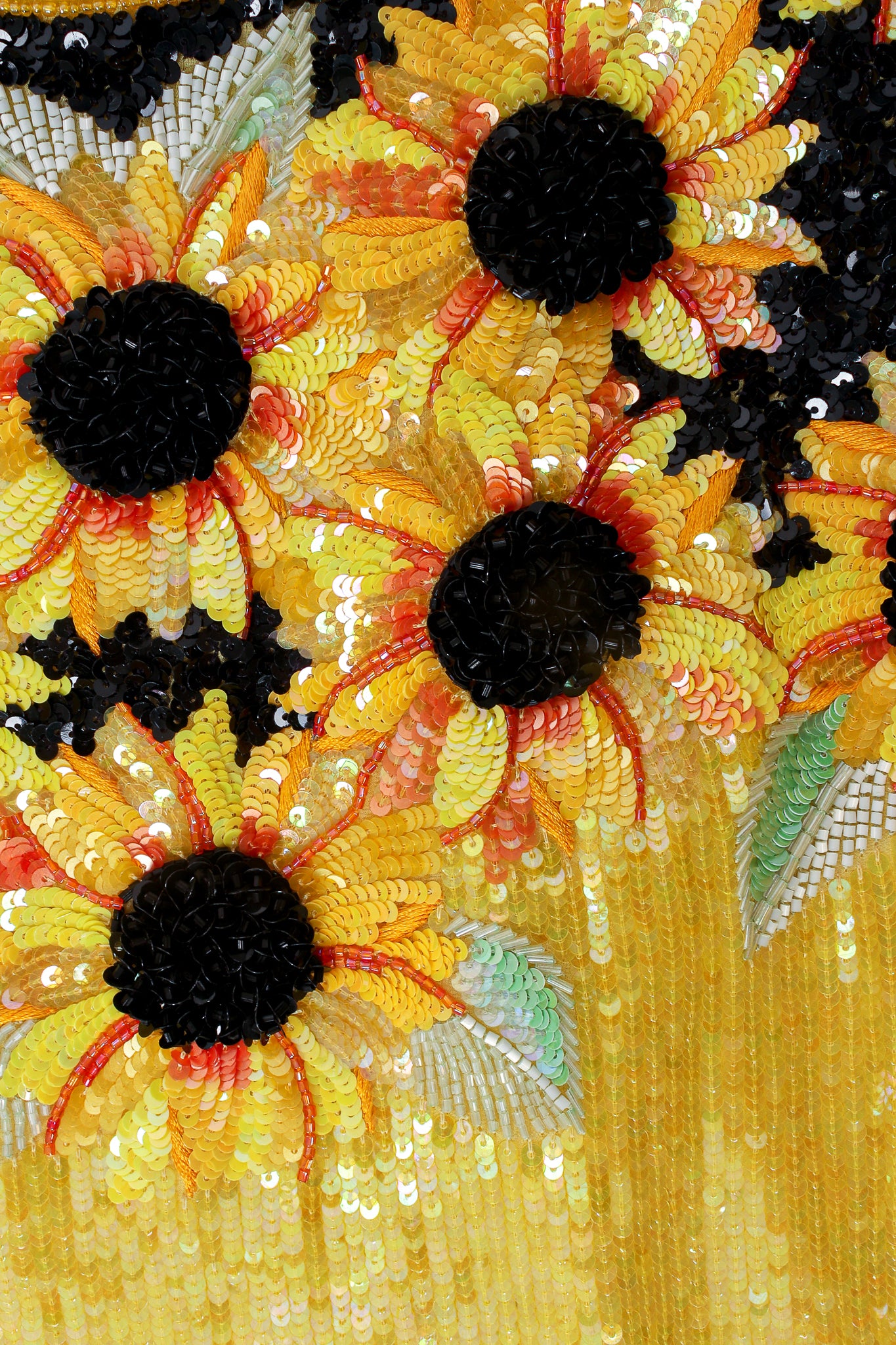 Vintage Escada Sunflower Sequined Beaded Dress Detail at Recess LA