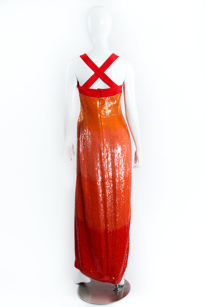 Vintage Escada Ombré Sequin Dress & Duster Set on mannequin back at Recess Los Angeles