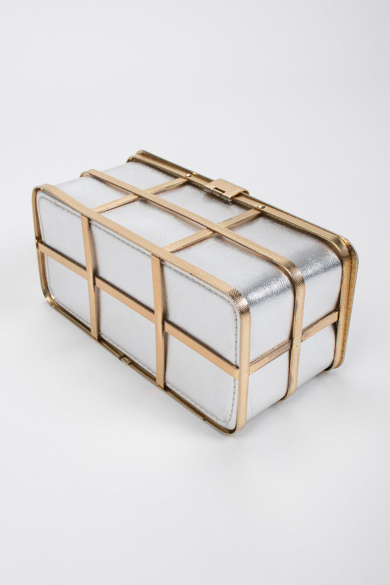 Recess Los Angeles Vintage Etra Metallic Lamé Cage Box Bag