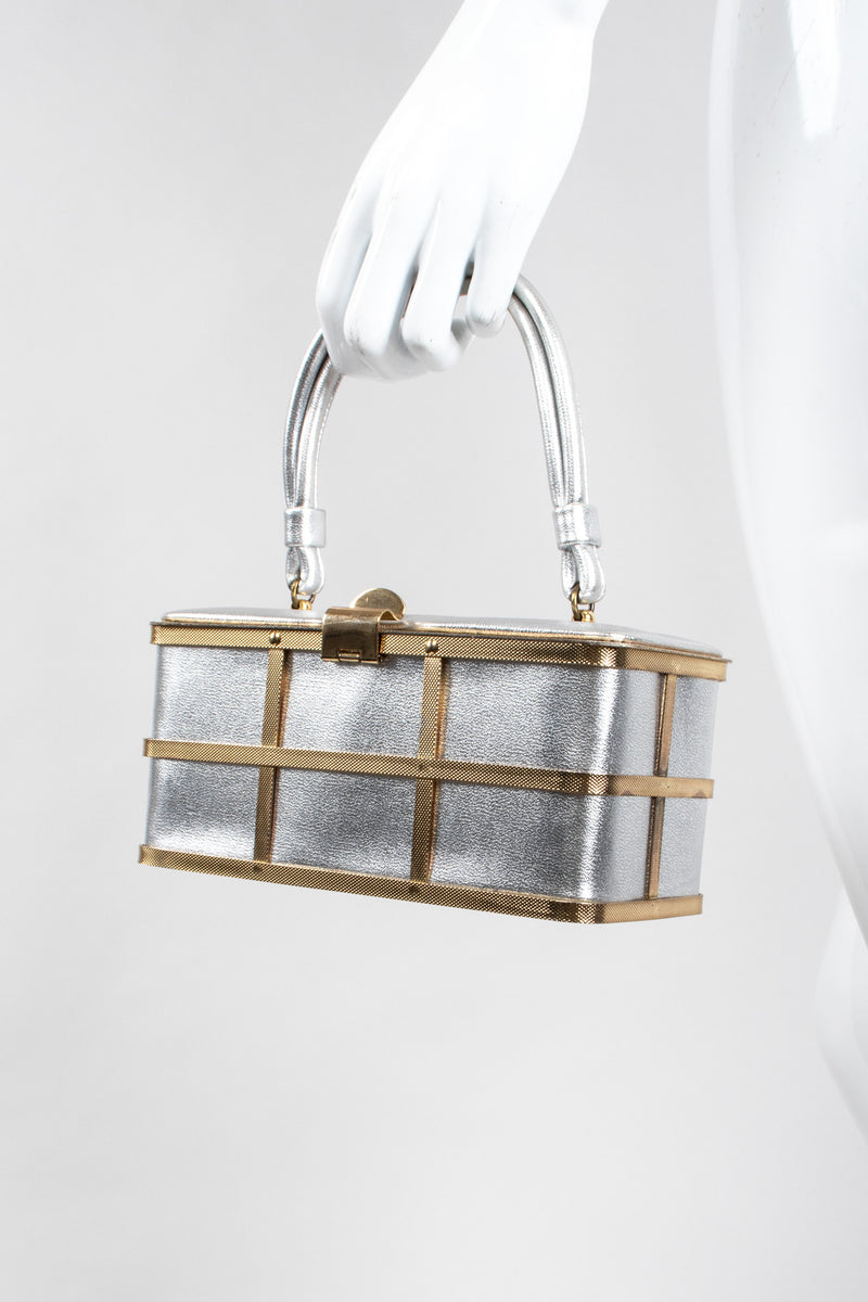 Recess Los Angeles Vintage Etra Metallic Lamé Cage Box Bag