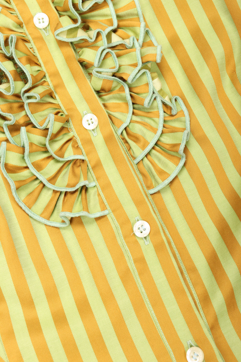 Recess Los Angeles Vintage Etro Cotton Sateen Ruffle Stripe Blouse