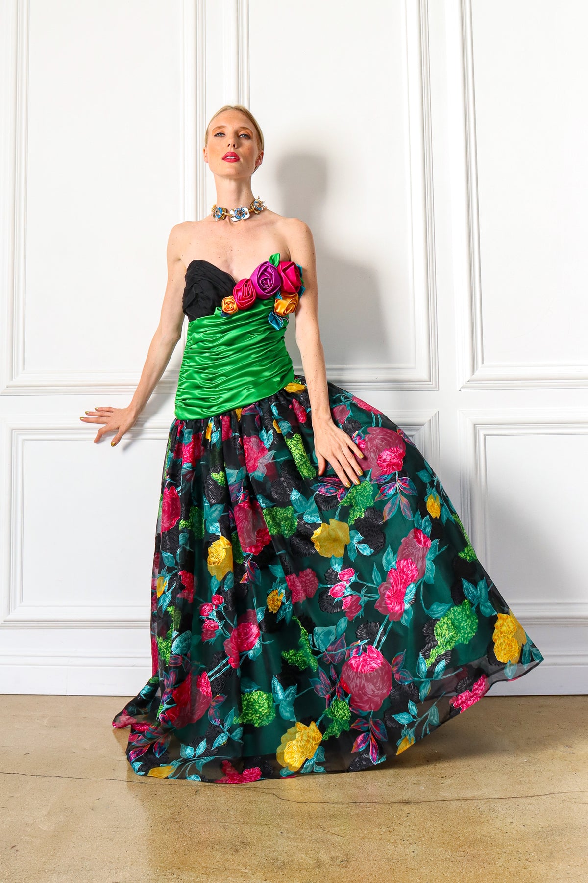 formal dresses eugene 1987 Vintage Eugene Alexander Floral Organza Gown – Recess