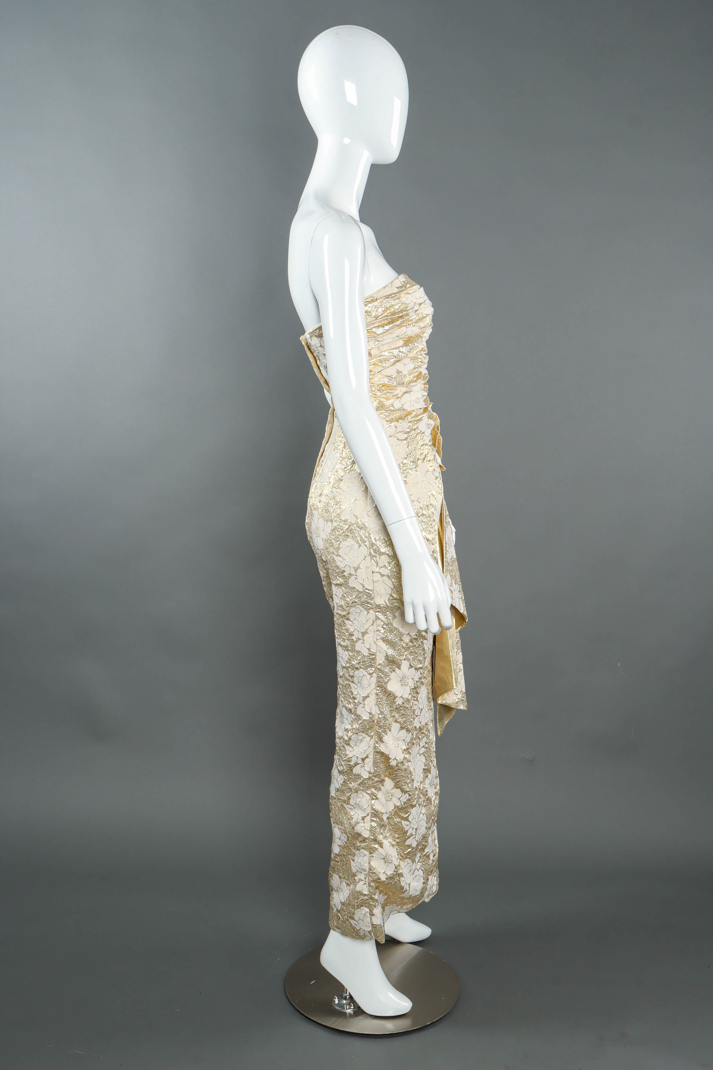 Vintage Eugene Alexander Champagne Bolero & Dress Set mannequin side, no jacket @ Recess LA