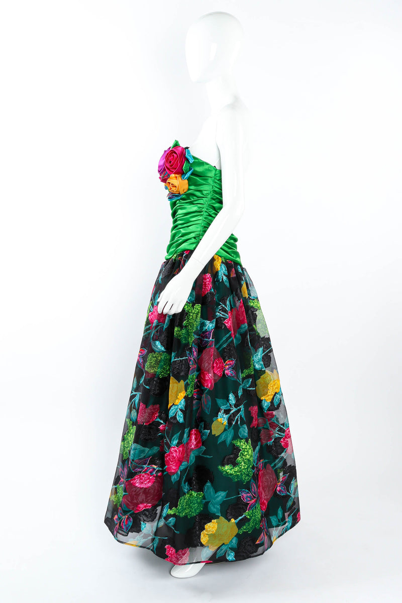 1987 Vintage Eugene Alexander Floral Organza Gown mannequin side @ Recess LA