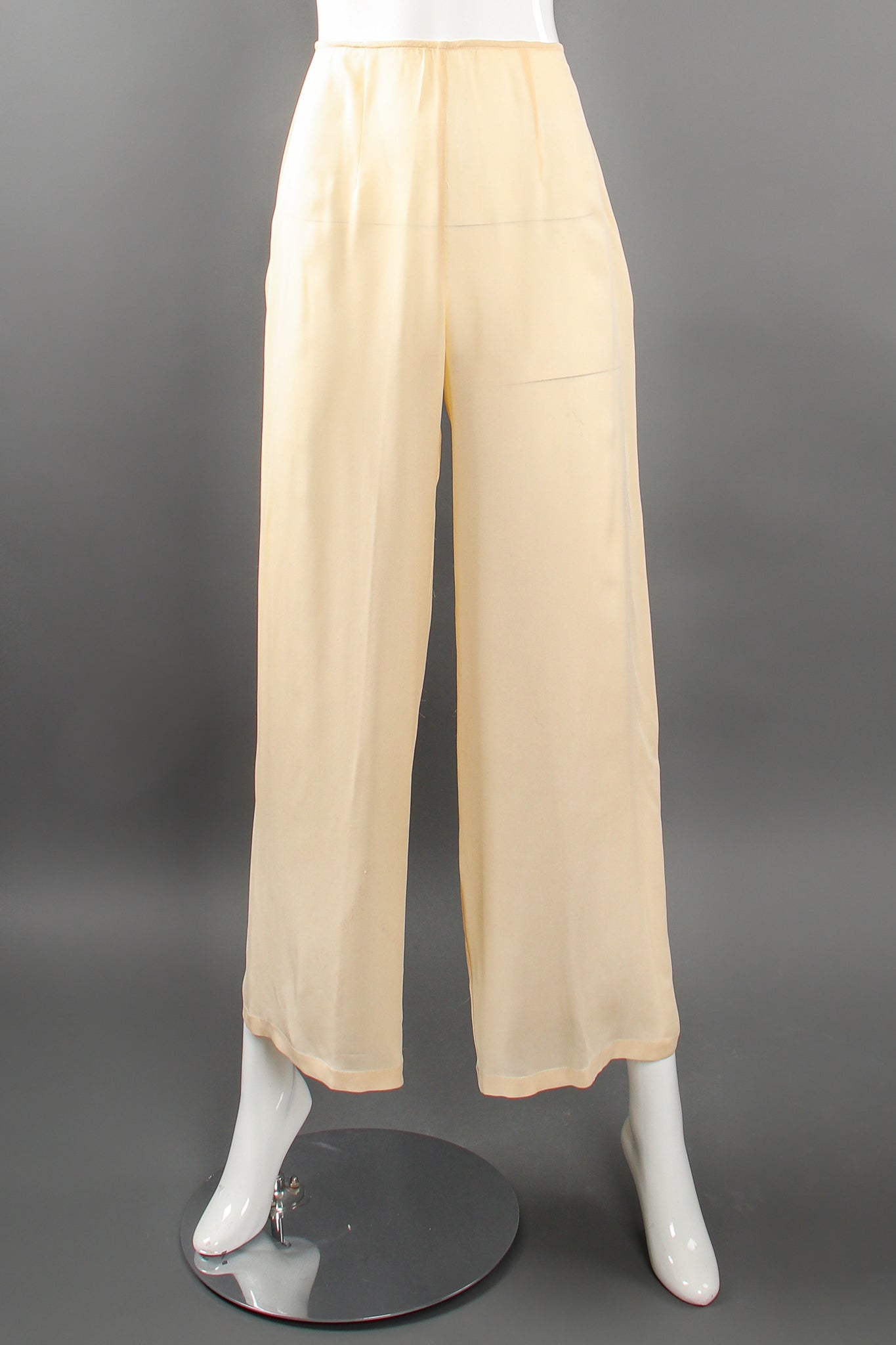 Vintage Eva Chun Silk Jacket & Chiffon Pant Suit Set pant front at Recess Los Angeles