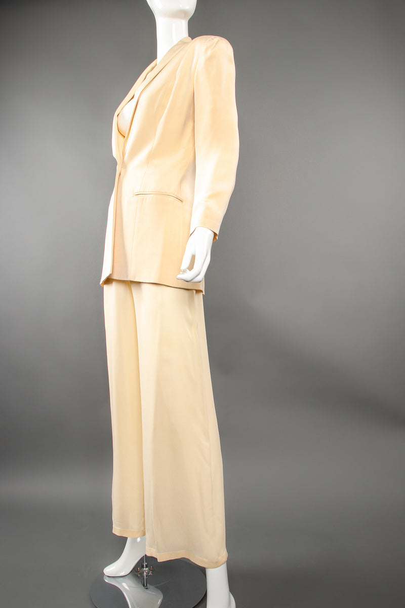 Vintage Eva Chun Silk Jacket & Chiffon Pant Suit Set on Mannequin crop at Recess Los Angeles