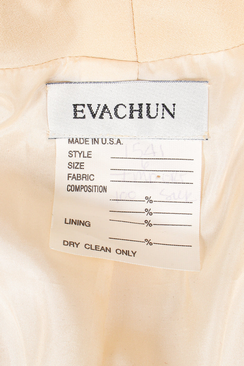 Vintage Eva Chun Silk Jacket & Chiffon Pant Suit Set label at Recess Los Angeles
