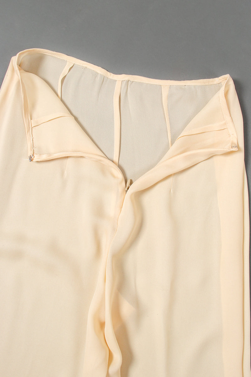 Vintage Eva Chun Silk Jacket & Chiffon Pant Suit Set zipper detail at Recess Los Angeles
