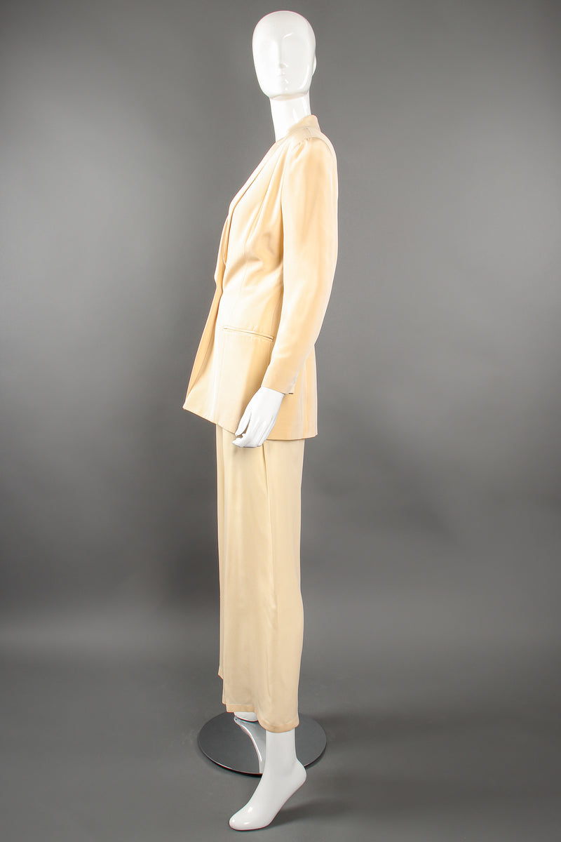 Vintage Eva Chun Silk Jacket & Chiffon Pant Suit Set on Mannequin side at Recess Los Angeles