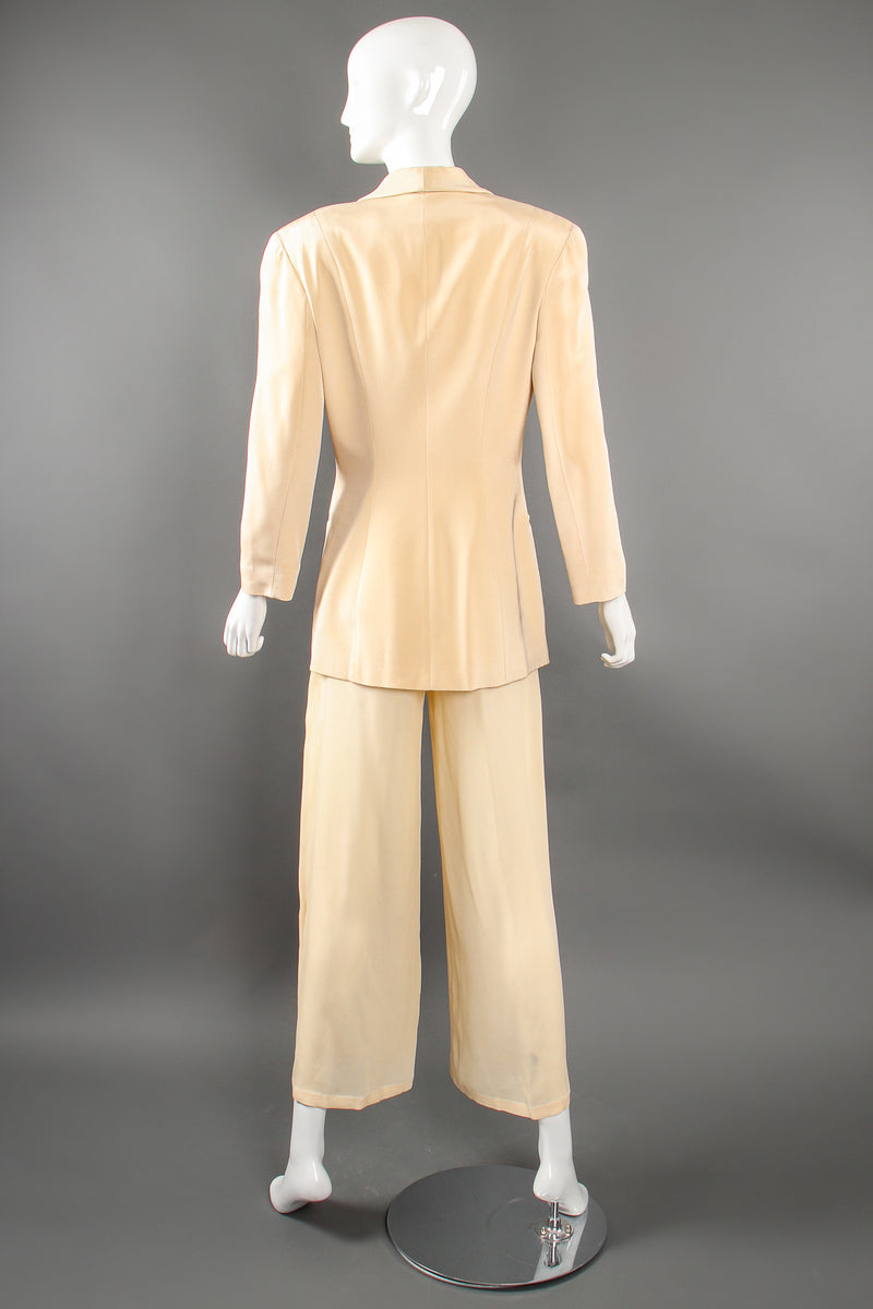 Vintage Eva Chun Silk Jacket & Chiffon Pant Suit Set on Mannequin back at Recess Los Angeles