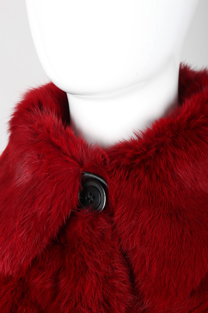Recess Los Angeles Vintage Evans Oxblood Black Cherry Leather Trim Fur Coat