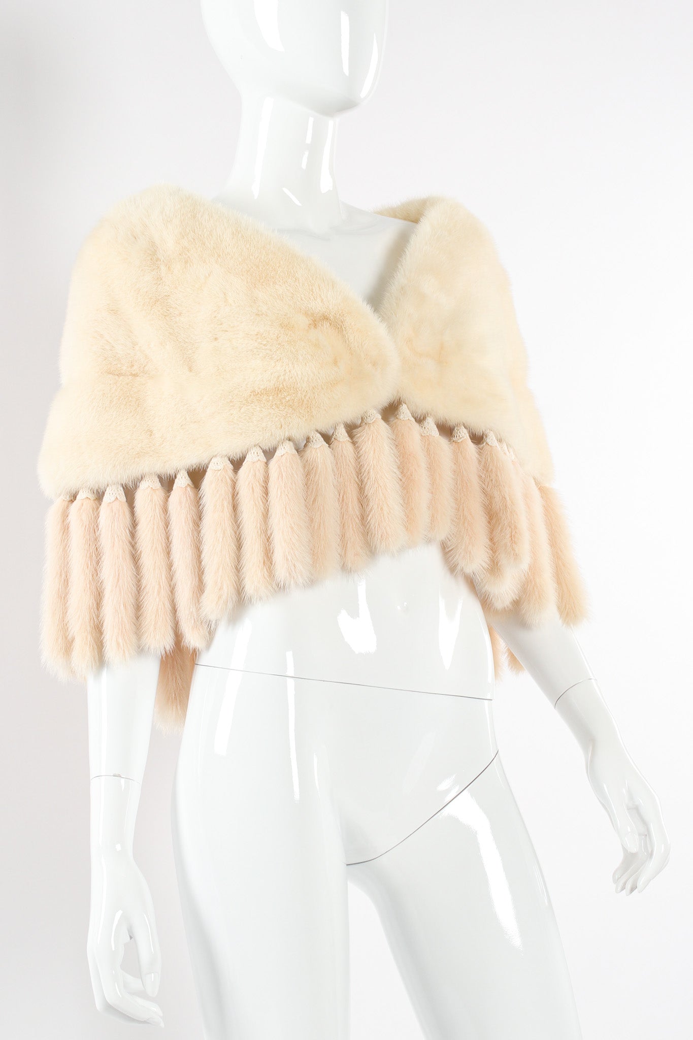 Vintage ExclusiFurs Fur Tail Drape Shawl mannequin close angle @ Recess LA