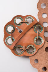 Vintage Grecian Leather Eyelet Medallion Belt