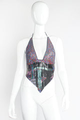 Vintage Anthony Ferrara Rainbow Swarovski Metal Mesh Halter Top on Mannequin Front at Recess LA