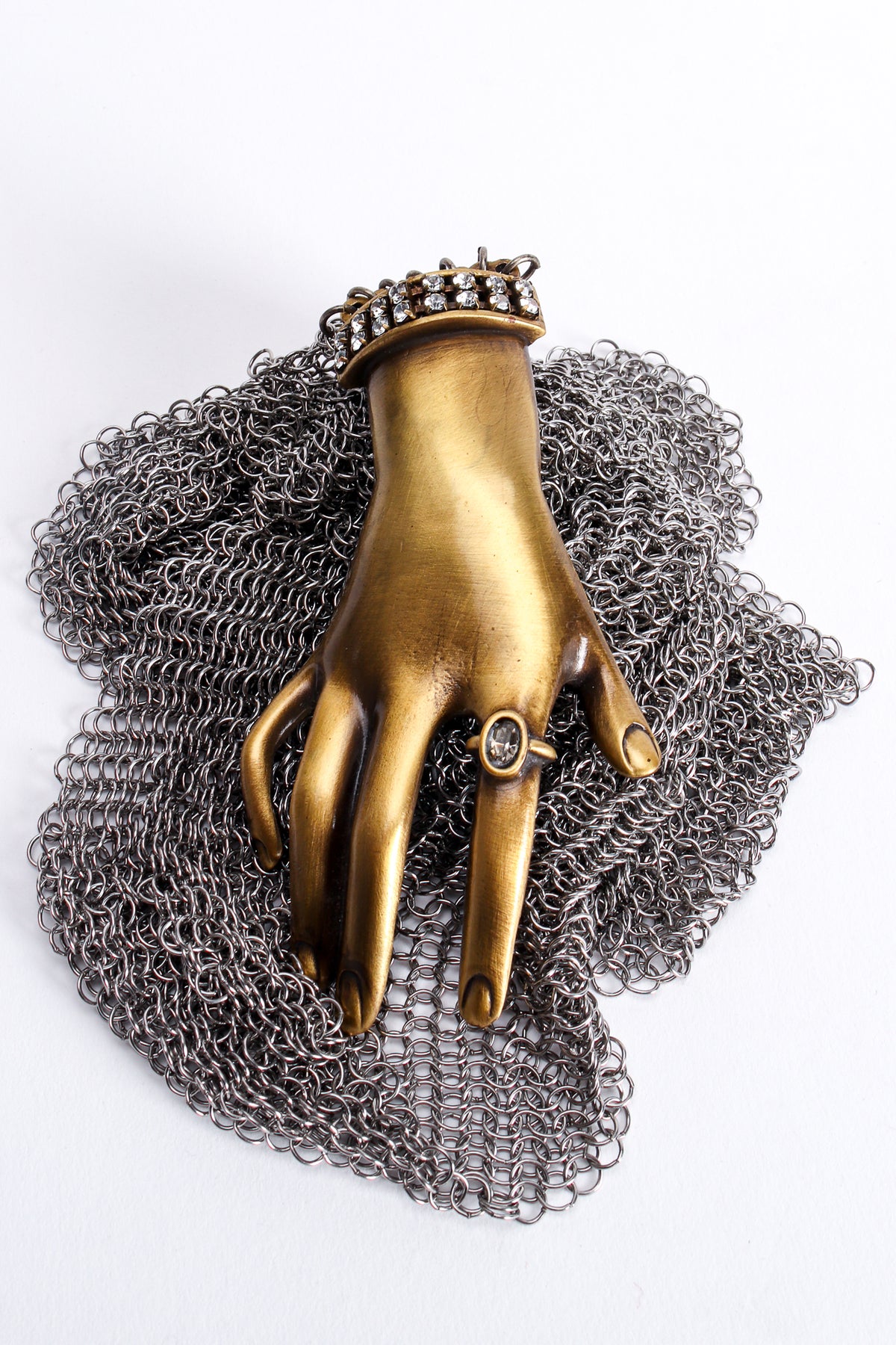 Vintage Anthony Ferrara Antique Brass Hand Buckle Mesh Wrap  display picture 3