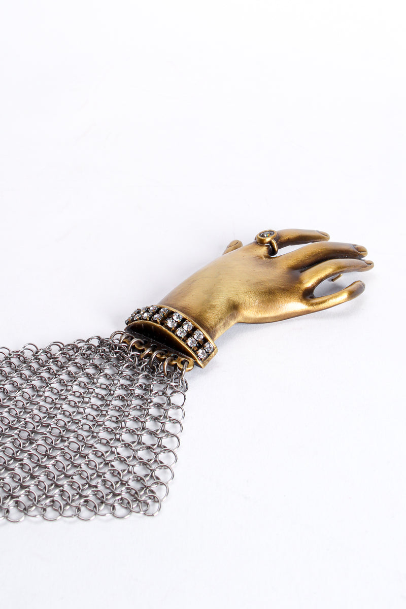 Vintage Anthony Ferrara Antique Brass Hand Buckle Mesh Wrap Belt rhinestone at Recess LA