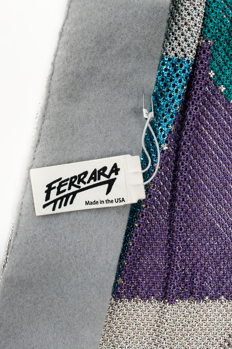 Vintage Anthony Ferrara Swarovski Color Block Metal Mesh Halter Top Hang Tag at Recess LA