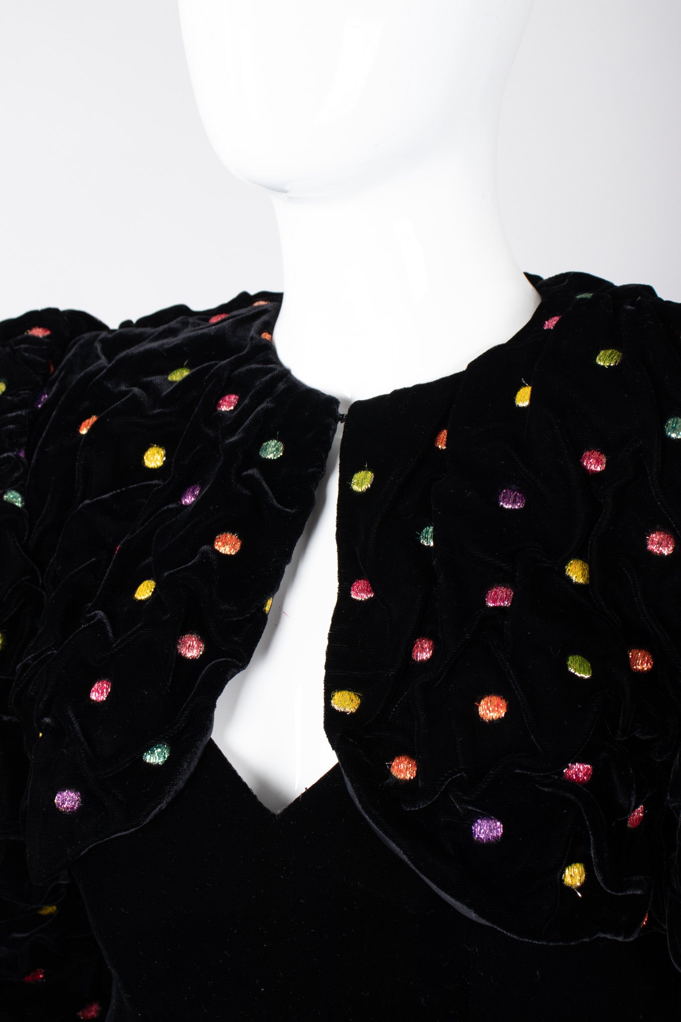 Recess Los Angeles Vintage Fabian Molina Metallic Dot Velvet Bubble Dress &  Mutton Gigot Sleeve Jacket Set