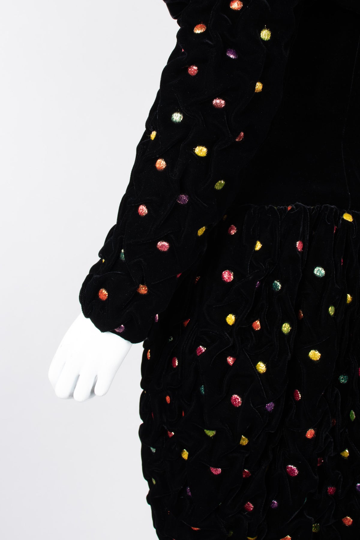 Vintage Fabian Molina Metallic Dot Velvet Bubble Dress & Mutton Sleeve  Jacket Set – Recess