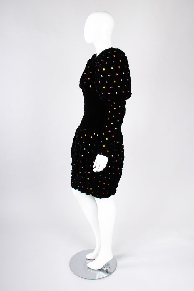 Recess Los Angeles Vintage Fabian Molina Metallic Dot Velvet Bubble Dress &  Mutton Gigot Sleeve Jacket Set