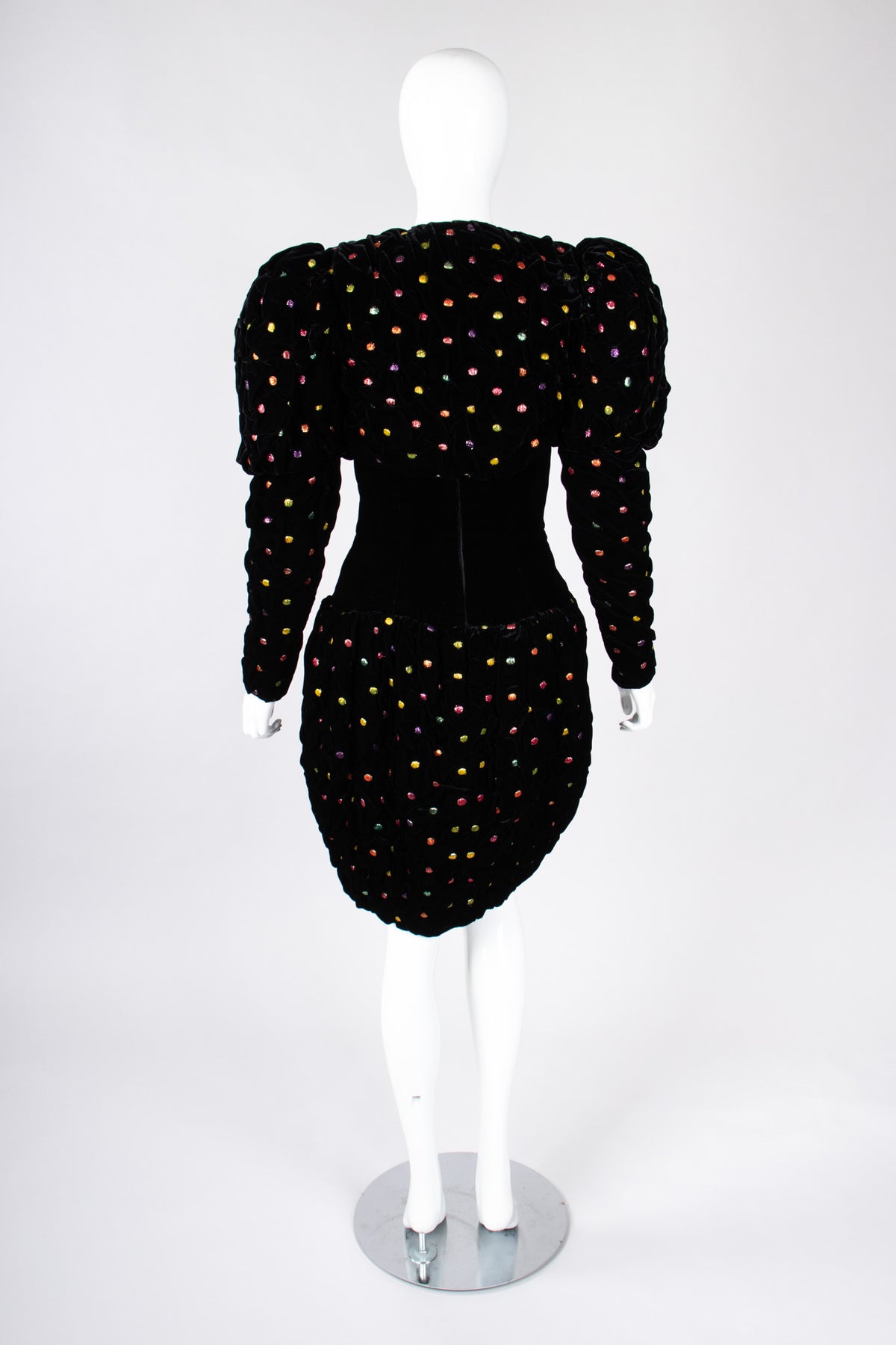 Vintage Fabian Molina Metallic Dot Velvet Bubble Dress & Mutton Sleeve Jacket Set – Recess