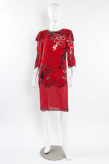 Vintage Fabrice Abstract Sequin Bead Shift Dress mannequin front @ Recess LA