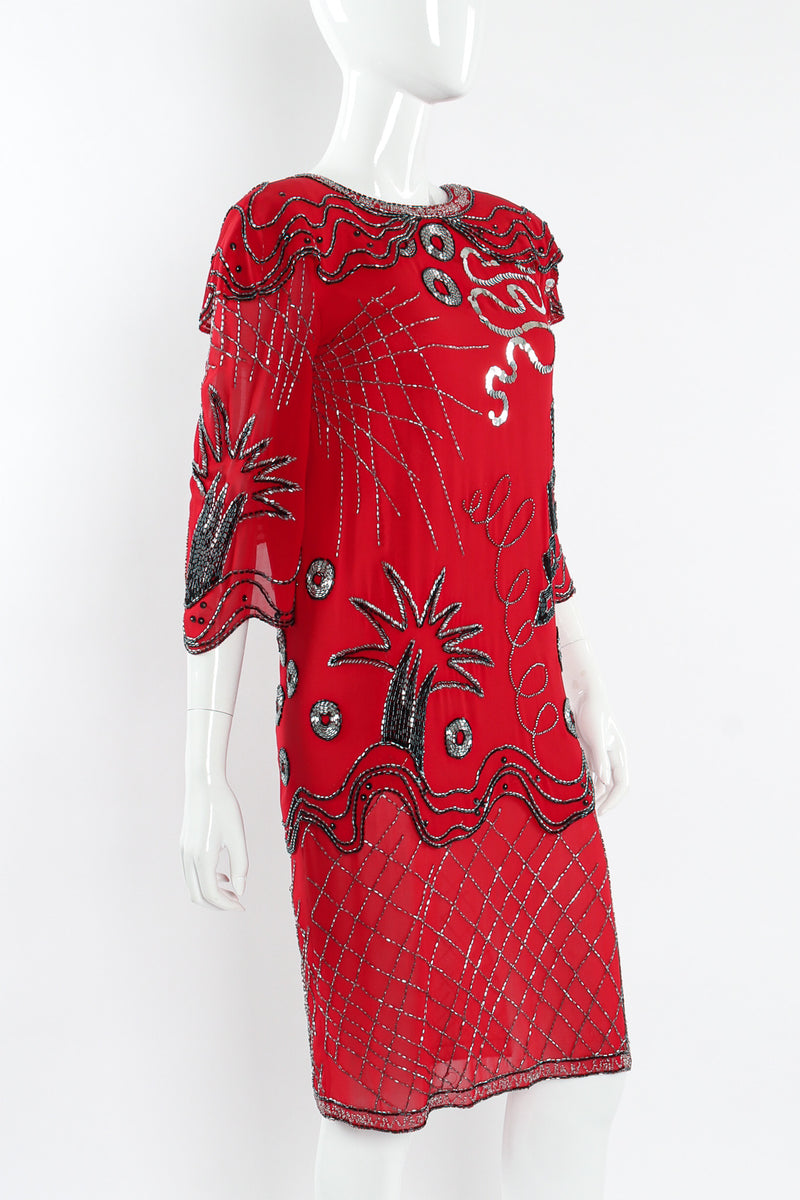 Vintage Fabrice Abstract Sequin Bead Shift Dress Recess Vintage Fabrice Abstract Sequin Bead Shift Dress Recess