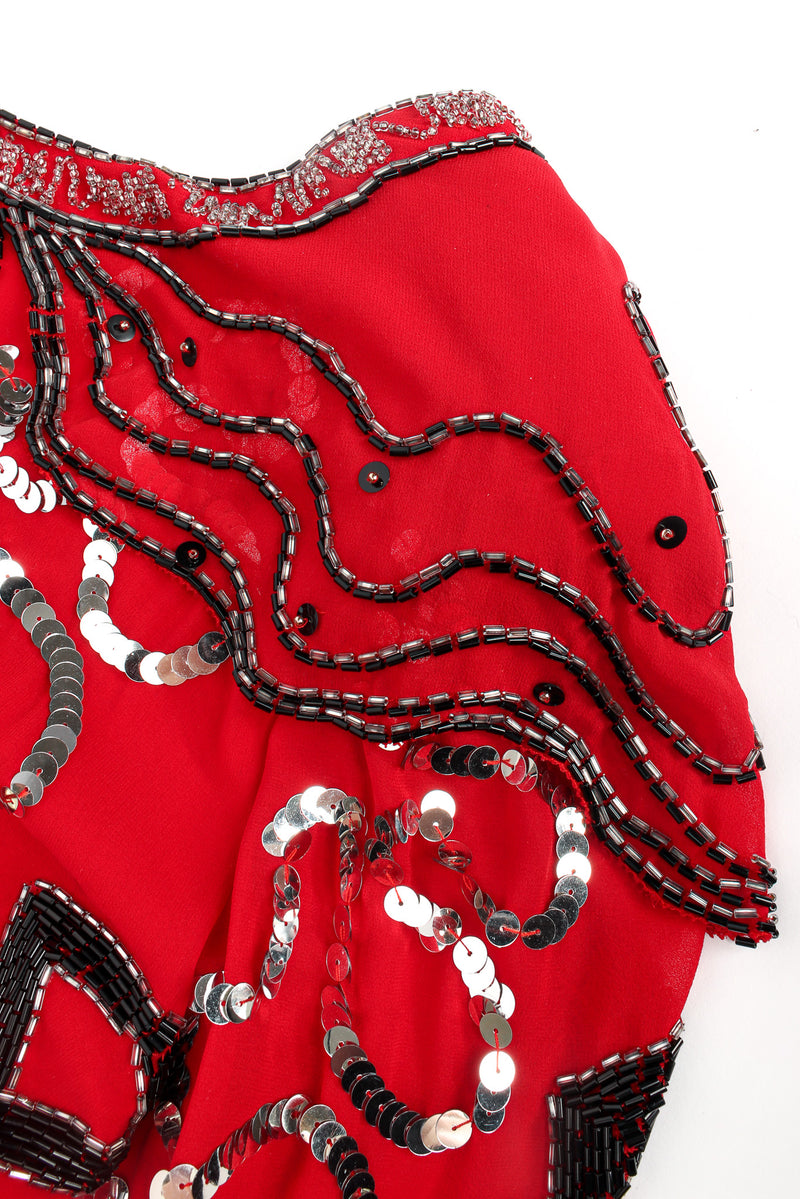 Vintage Fabrice Abstract Sequin Bead Shift Dress shoulder panel  @ Recess LA