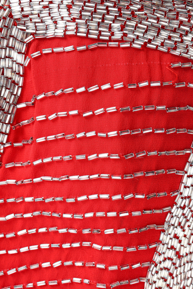 Vintage Fabrice Geometric Beaded Shift Dress missing beads on R sleeve close up  @ Recess LA