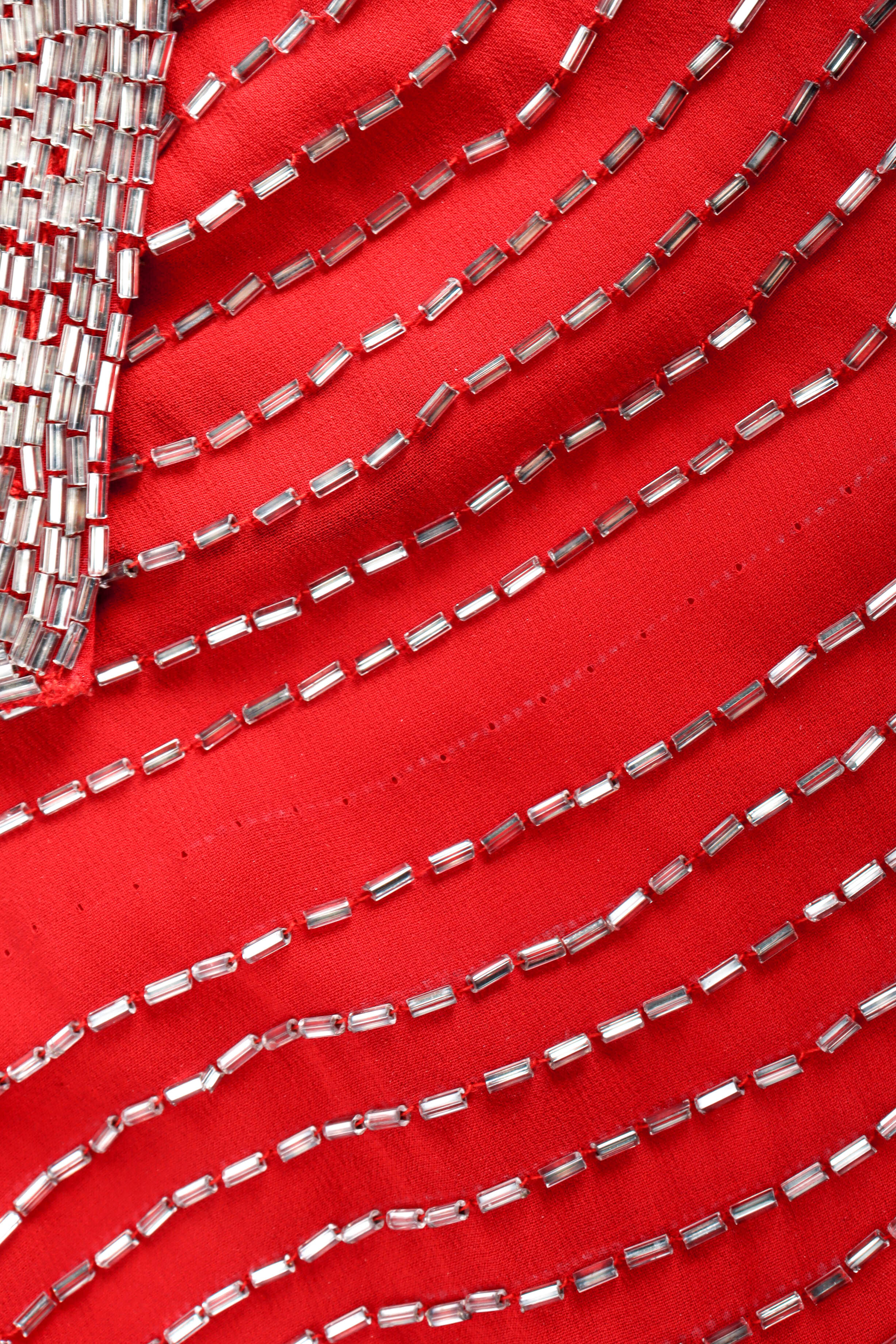 Vintage Fabrice Geometric Beaded Shift Dress missing R sleeve beads  @ Recess LA
