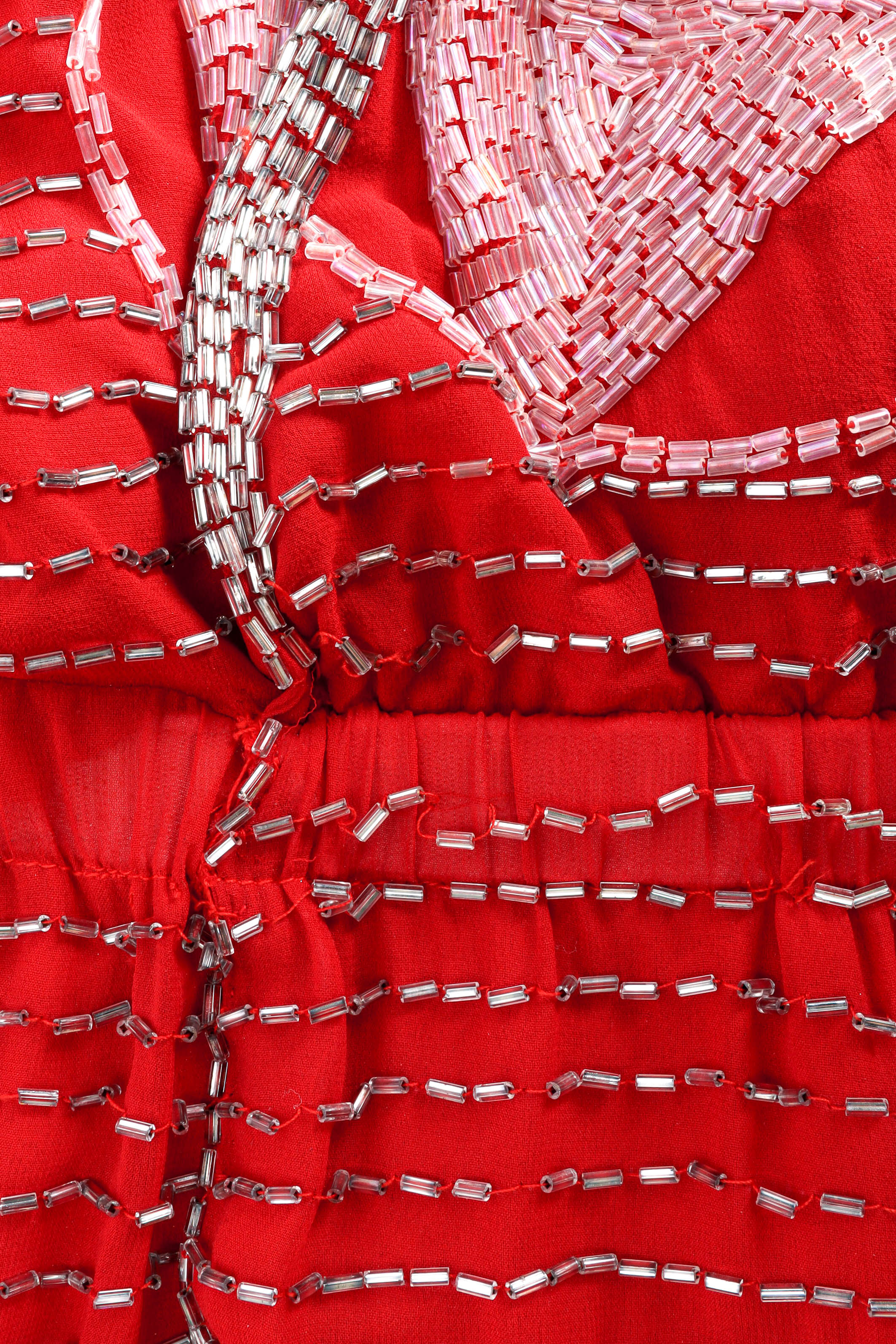 Vintage Fabrice Geometric Beaded Shift Dress missing beads on elastic waistband @ Recess LA
