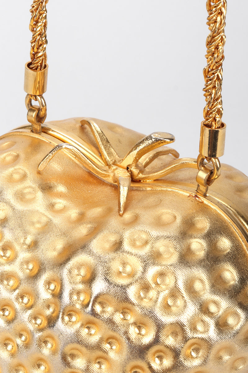 Recess Los Angeles Vintage Fabrizio Verniani Gold Strawberry Clutch Bag Minaudiere