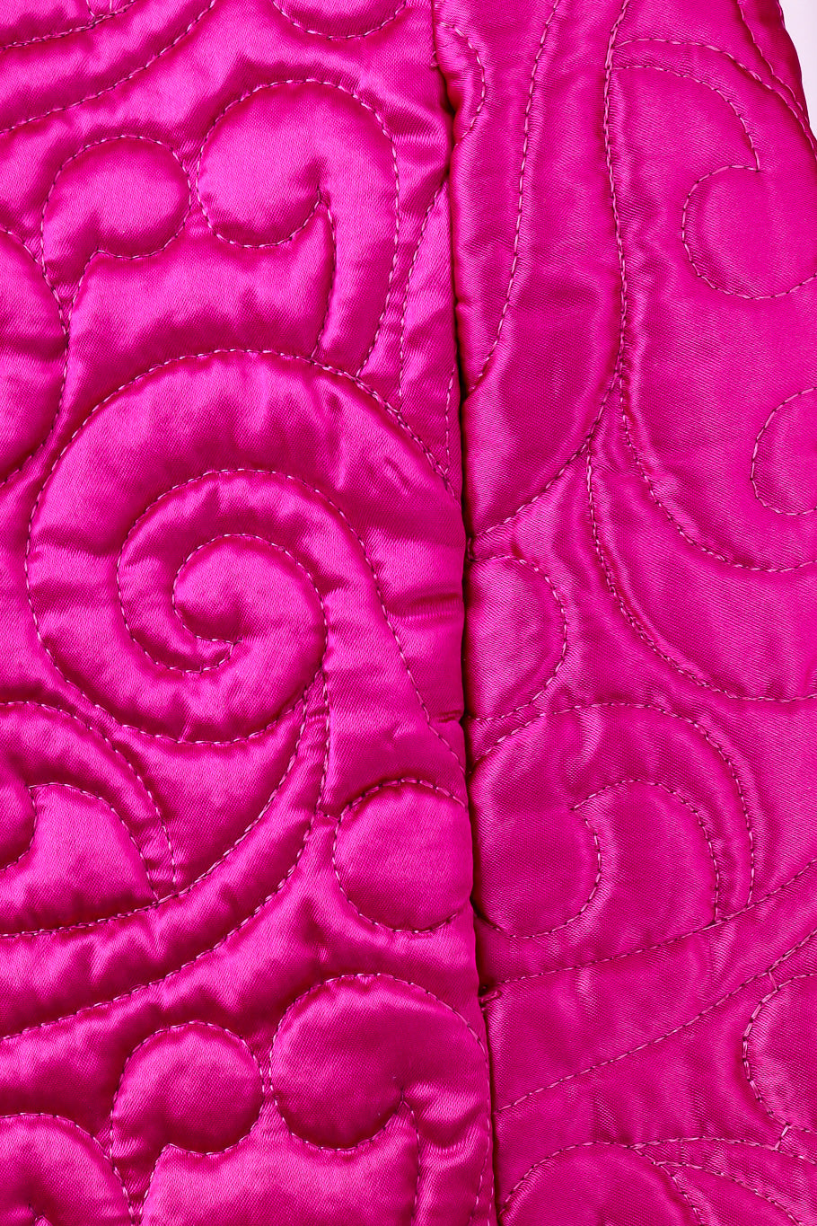 Plush oversized swirl quilted swing coat by Farinae Collection quilting close up @recessla