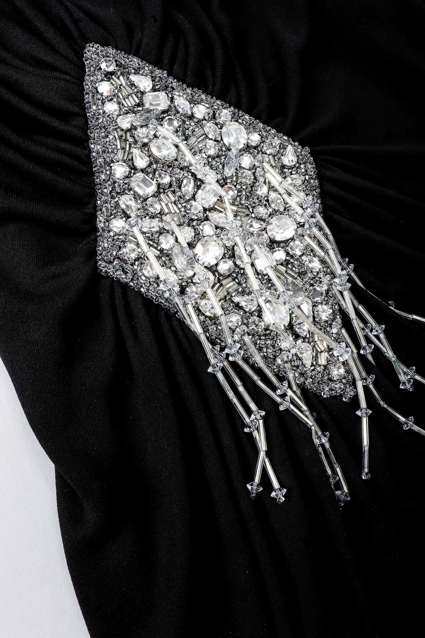 Vintage Felix Arbeo Draped Diamond Bead Waist Gown Detail 