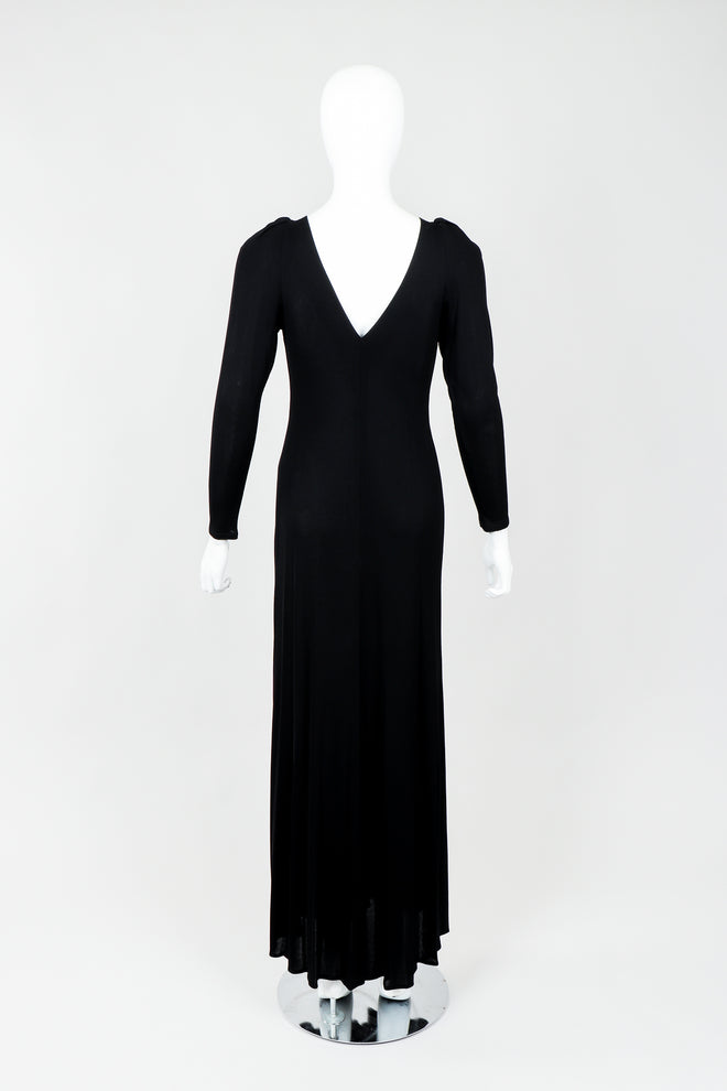 Vintage Felix Arbeo Draped Diamond Bead Waist Gown on Mannequin back at Recess Los Angeles 