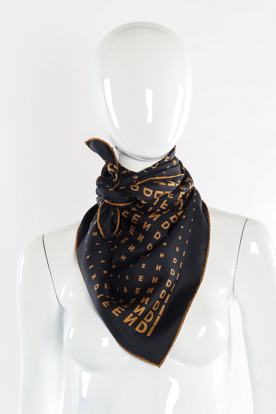 Logo diamond scarf by Fendi mannequin neck tie front @recessla