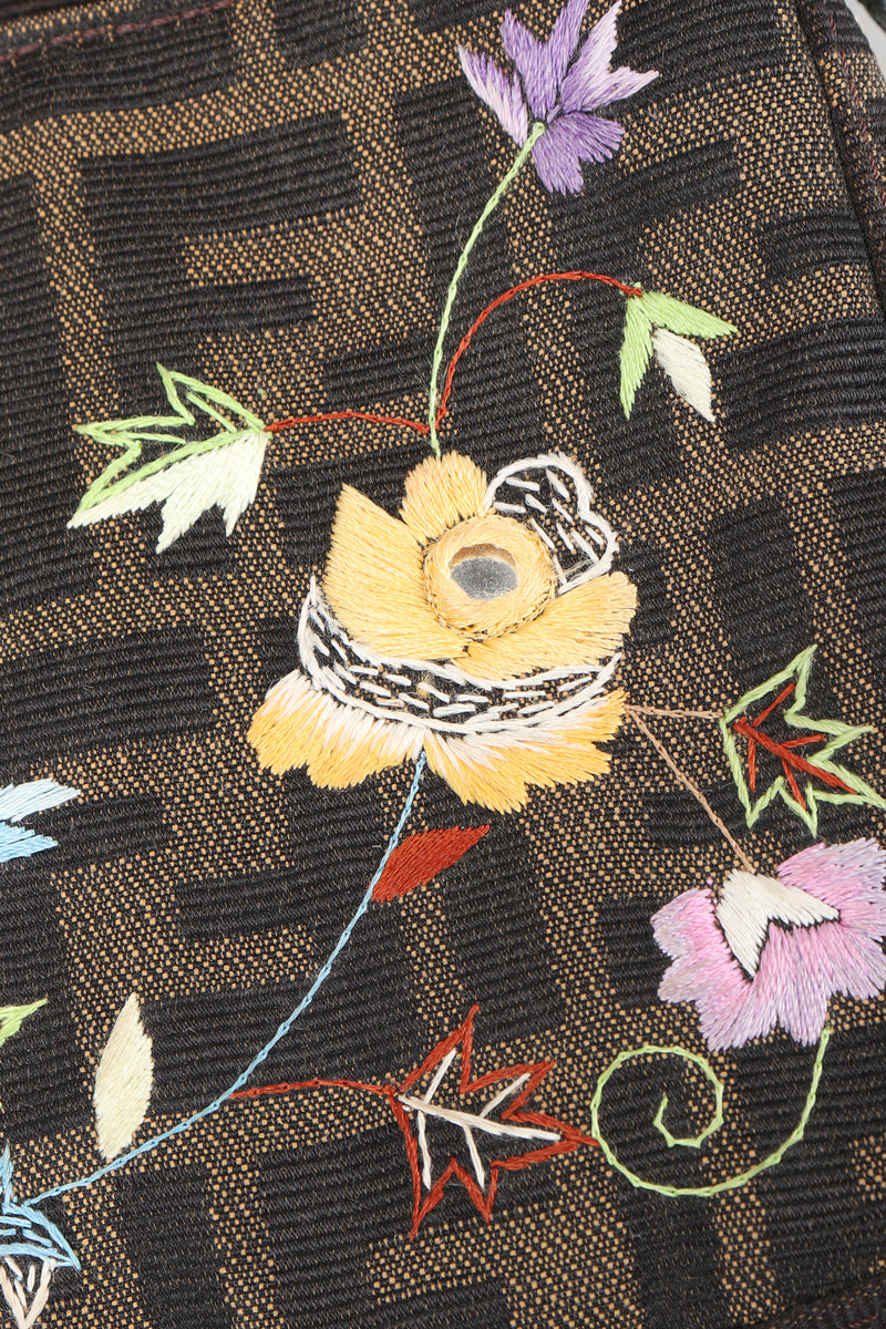 Recess Designer Consignment Vintage Fendi Zucca Zucchino Floral Embroidered Canvas Monogram Baguette Shoulder Bag Los Angeles Resale